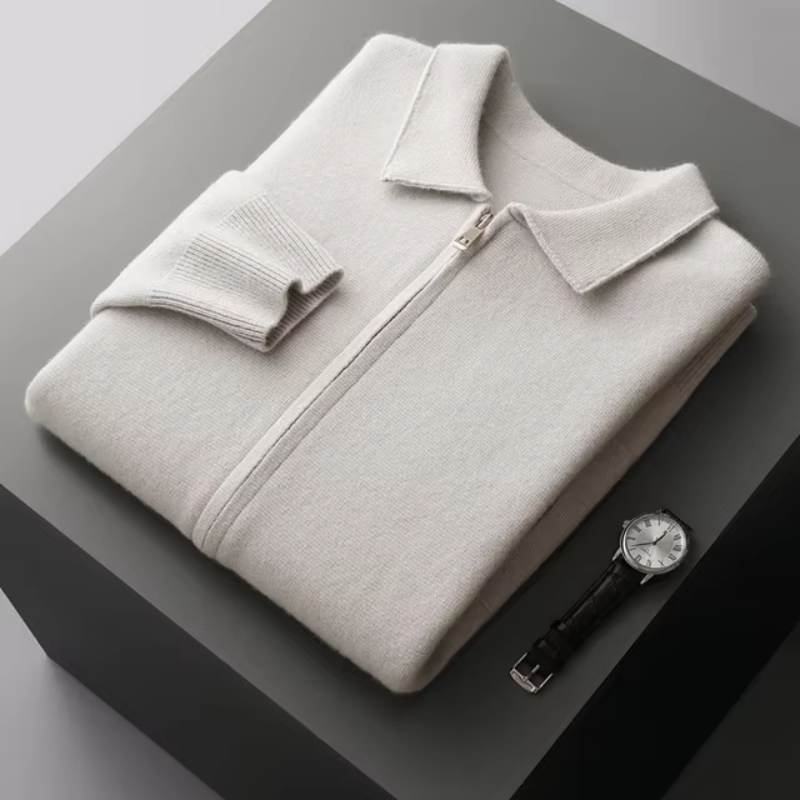 Męska Rozpinana Kurtka Dzianinowa | Lekka Warstwa | Minimalistyczny Styl | Smart Casual