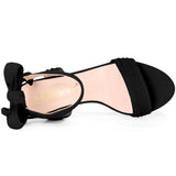 Faux Suede Open Toe Ankle Tie Back Chunky Heel Sandals