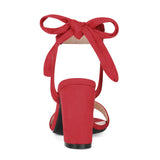 Faux Suede Open Toe Ankle Tie Back Chunky Heel Sandals
