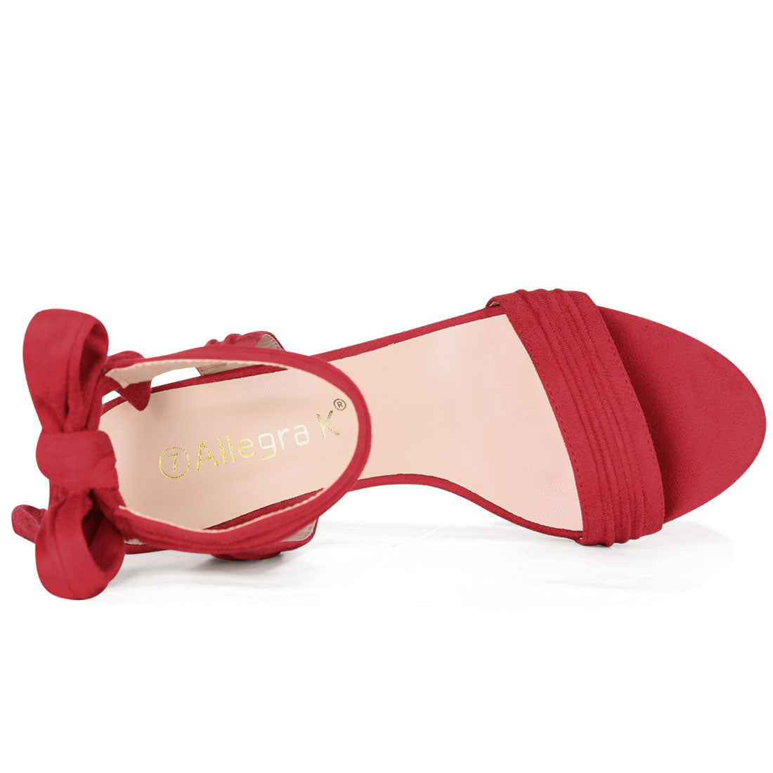 Faux Suede Open Toe Ankle Tie Back Chunky Heel Sandals