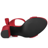 Faux Suede Open Toe Ankle Tie Back Chunky Heel Sandals