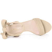 Faux Suede Open Toe Ankle Tie Back Chunky Heel Sandals