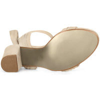 Faux Suede Open Toe Ankle Tie Back Chunky Heel Sandals