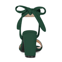 Faux Suede Open Toe Ankle Tie Back Chunky Heel Sandals