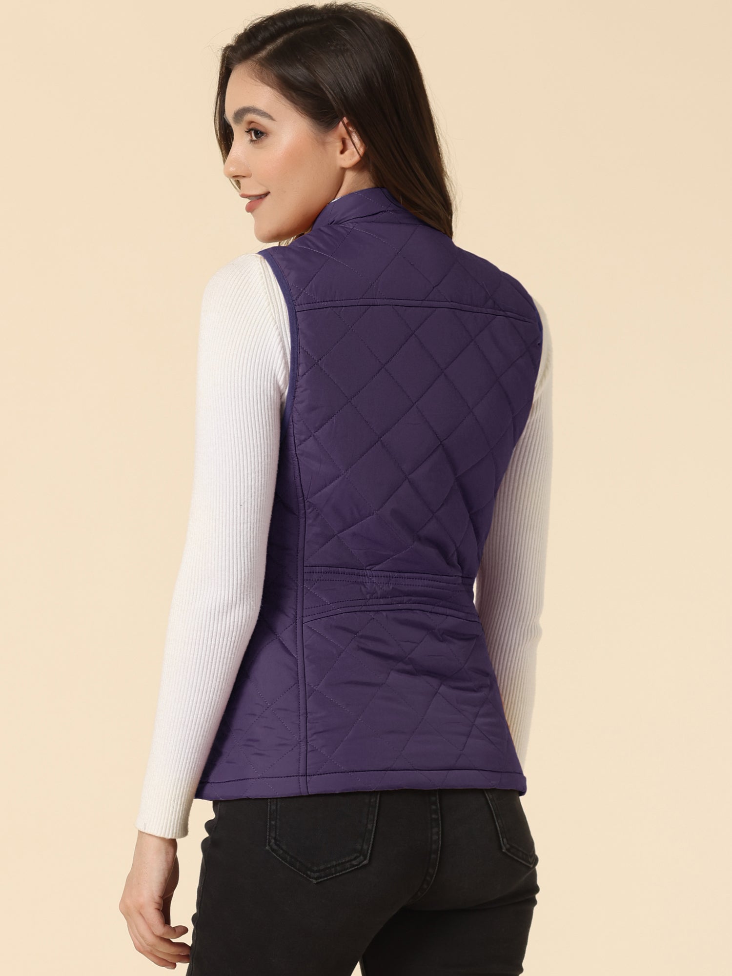 Damska Pikowana Kamizelka z Kołnierzem Stójką | Lekka Kamizelka