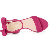 Faux Suede Open Toe Ankle Tie Back Chunky Heel Sandals