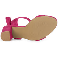 Faux Suede Open Toe Ankle Tie Back Chunky Heel Sandals