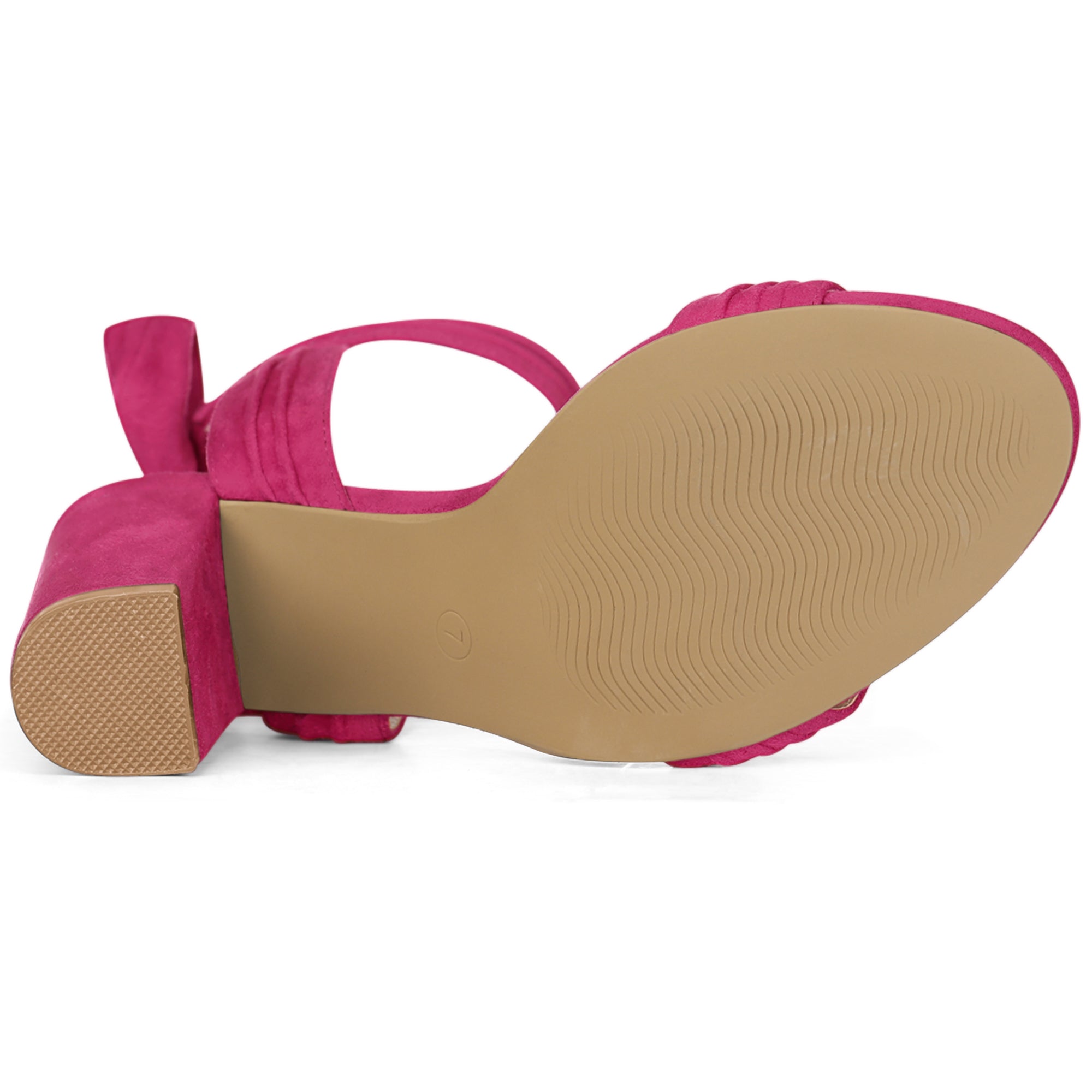 Faux Suede Open Toe Ankle Tie Back Chunky Heel Sandals