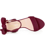 Faux Suede Open Toe Ankle Tie Back Chunky Heel Sandals