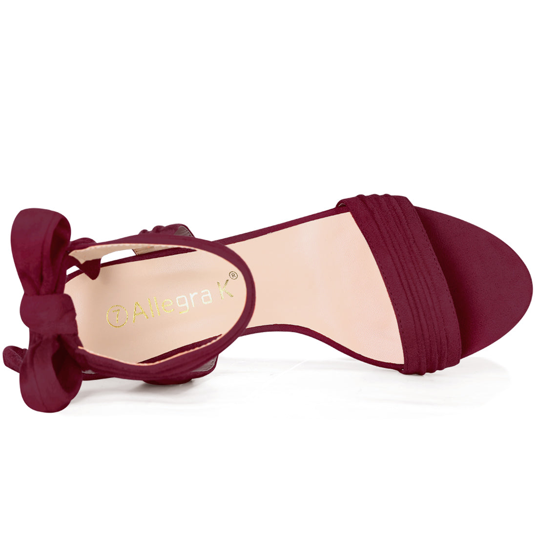 Faux Suede Open Toe Ankle Tie Back Chunky Heel Sandals