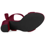 Faux Suede Open Toe Ankle Tie Back Chunky Heel Sandals