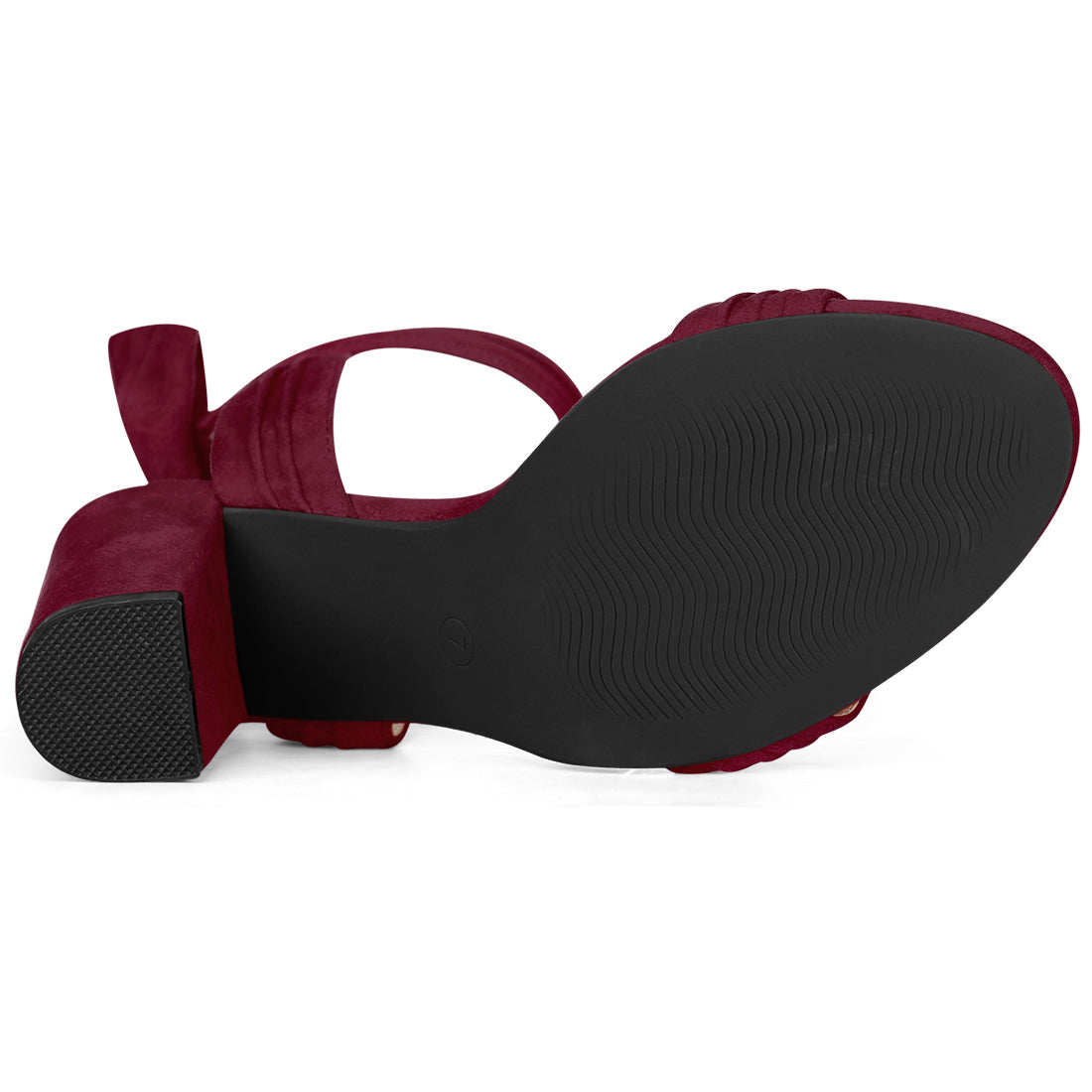 Faux Suede Open Toe Ankle Tie Back Chunky Heel Sandals