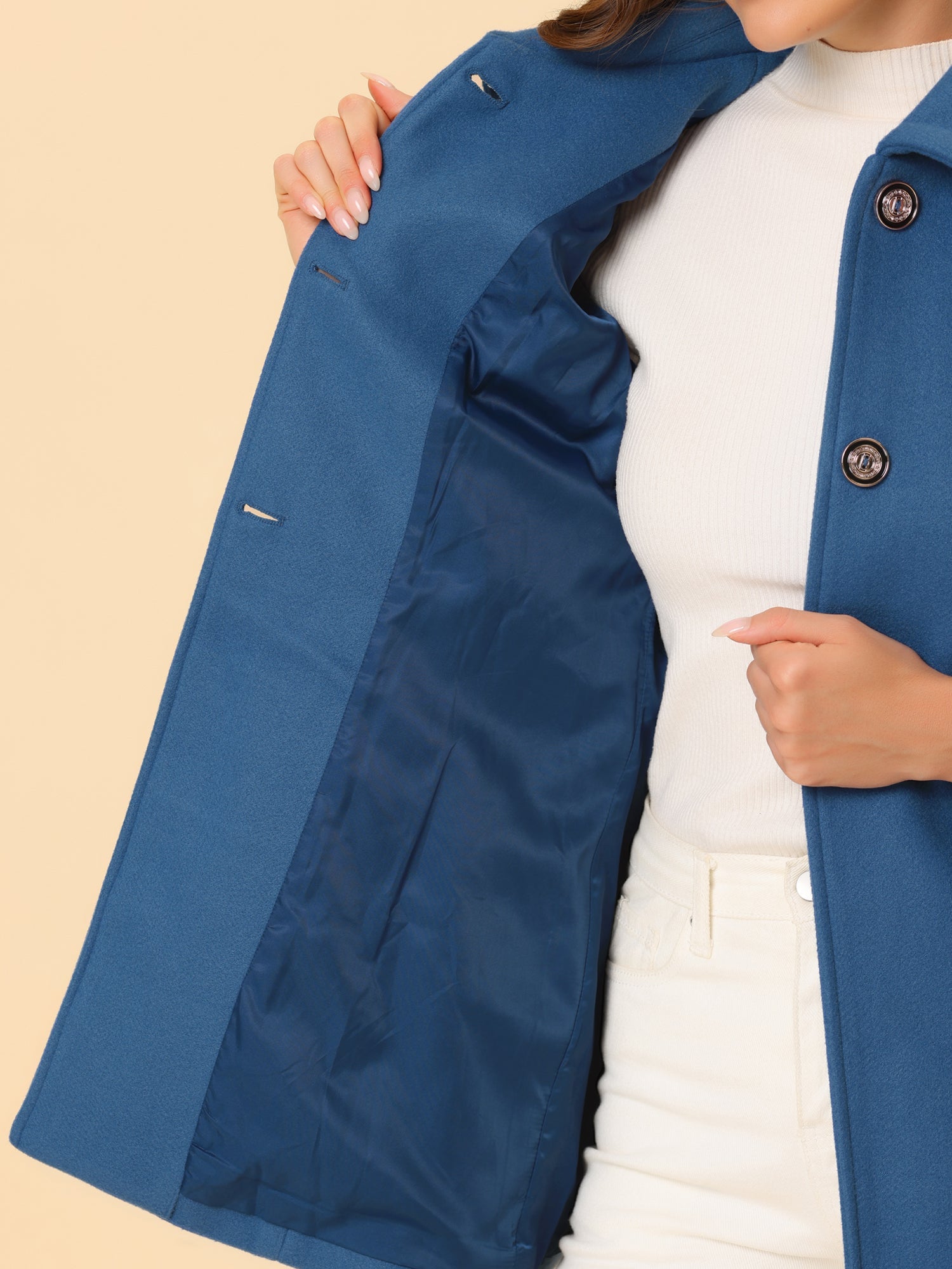 Płaszcz Damski Zimowy w Kroju A-Line z Kołnierzem | Elegancki Płaszcz