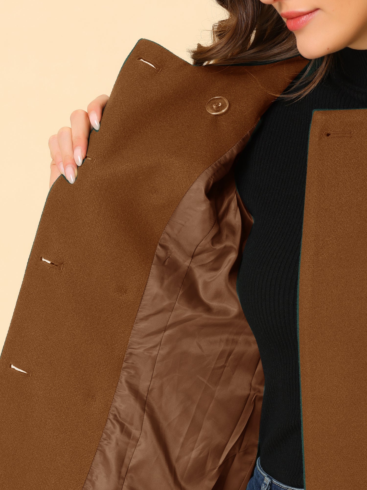 Płaszcz Damski Dwurzędowy z Kołnierzem Piotruś Pan | Elegancki Trencz Damski