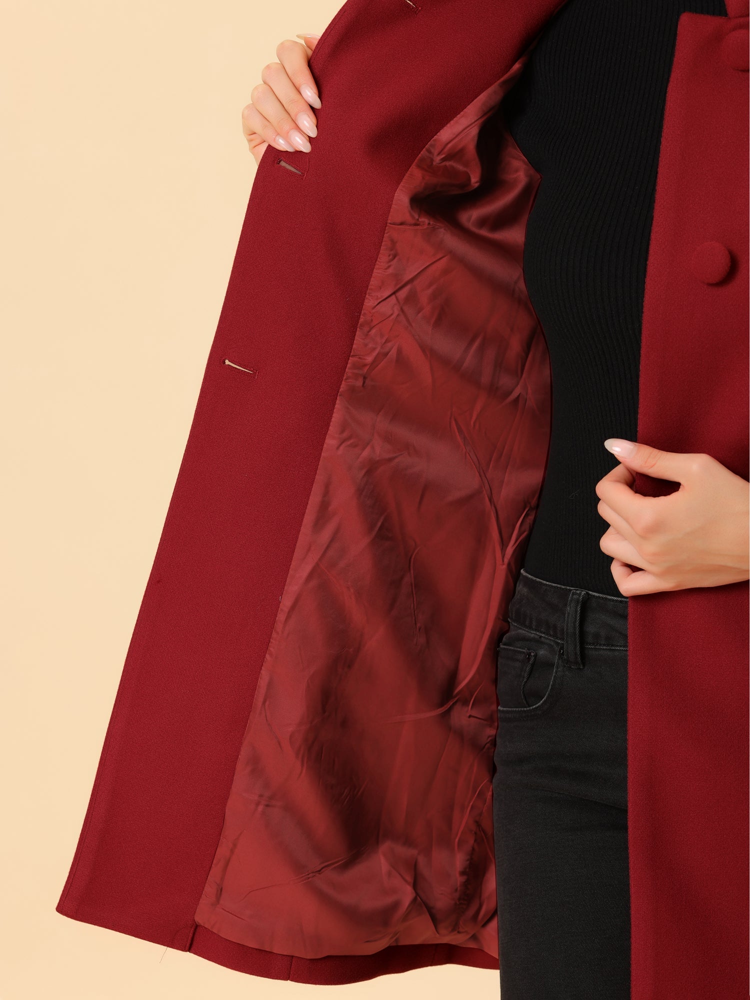 Płaszcz Damski Zimowy z Kołnierzem Stójką o Długim Kroju | Elegancki Płaszcz