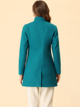 Płaszcz Damski Zimowy z Kołnierzem Stójką o Długim Kroju | Elegancki Płaszcz