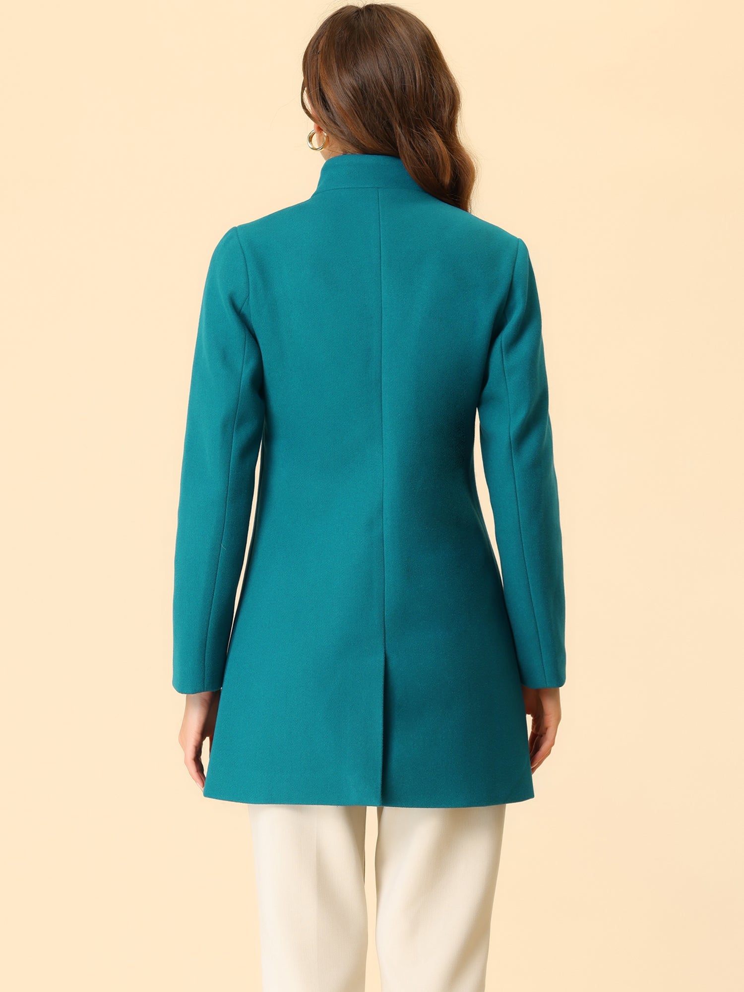 Płaszcz Damski Zimowy z Kołnierzem Stójką o Długim Kroju | Elegancki Płaszcz