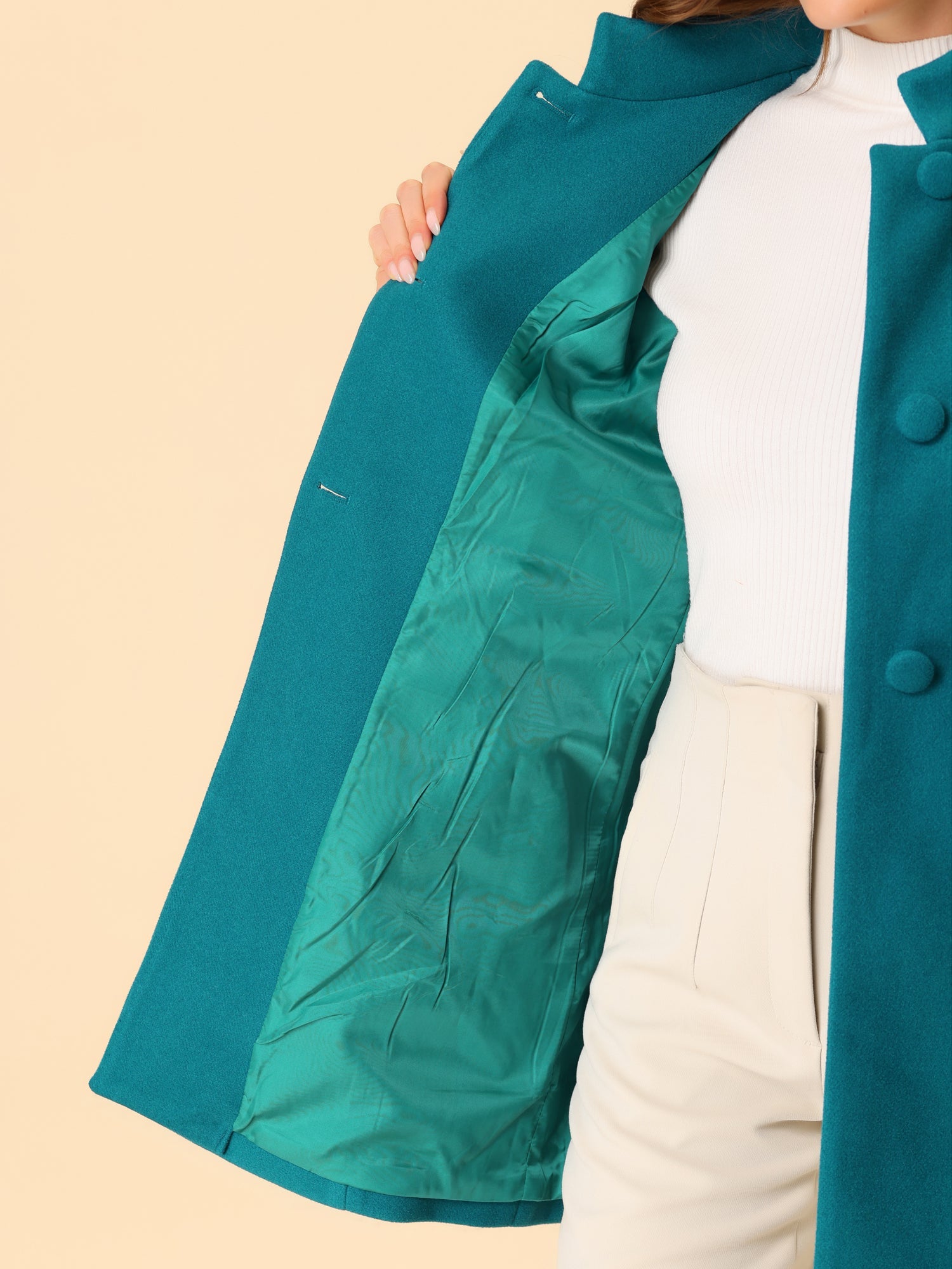 Płaszcz Damski Zimowy z Kołnierzem Stójką o Długim Kroju | Elegancki Płaszcz