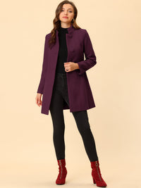 Płaszcz Damski Zimowy z Kołnierzem Stójką o Długim Kroju | Elegancki Płaszcz