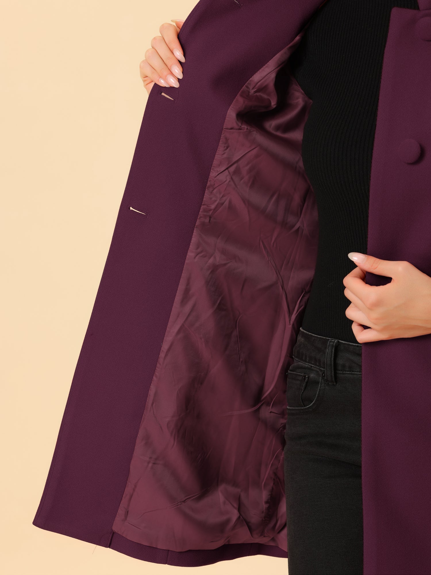 Płaszcz Damski Zimowy z Kołnierzem Stójką o Długim Kroju | Elegancki Płaszcz