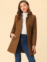 Płaszcz Damski Zimowy z Kołnierzem Stójką o Długim Kroju | Elegancki Płaszcz