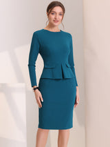 Elegancka Sukienka Ołówkowa z Baskinką | Sukienka Biuro–Elegancja