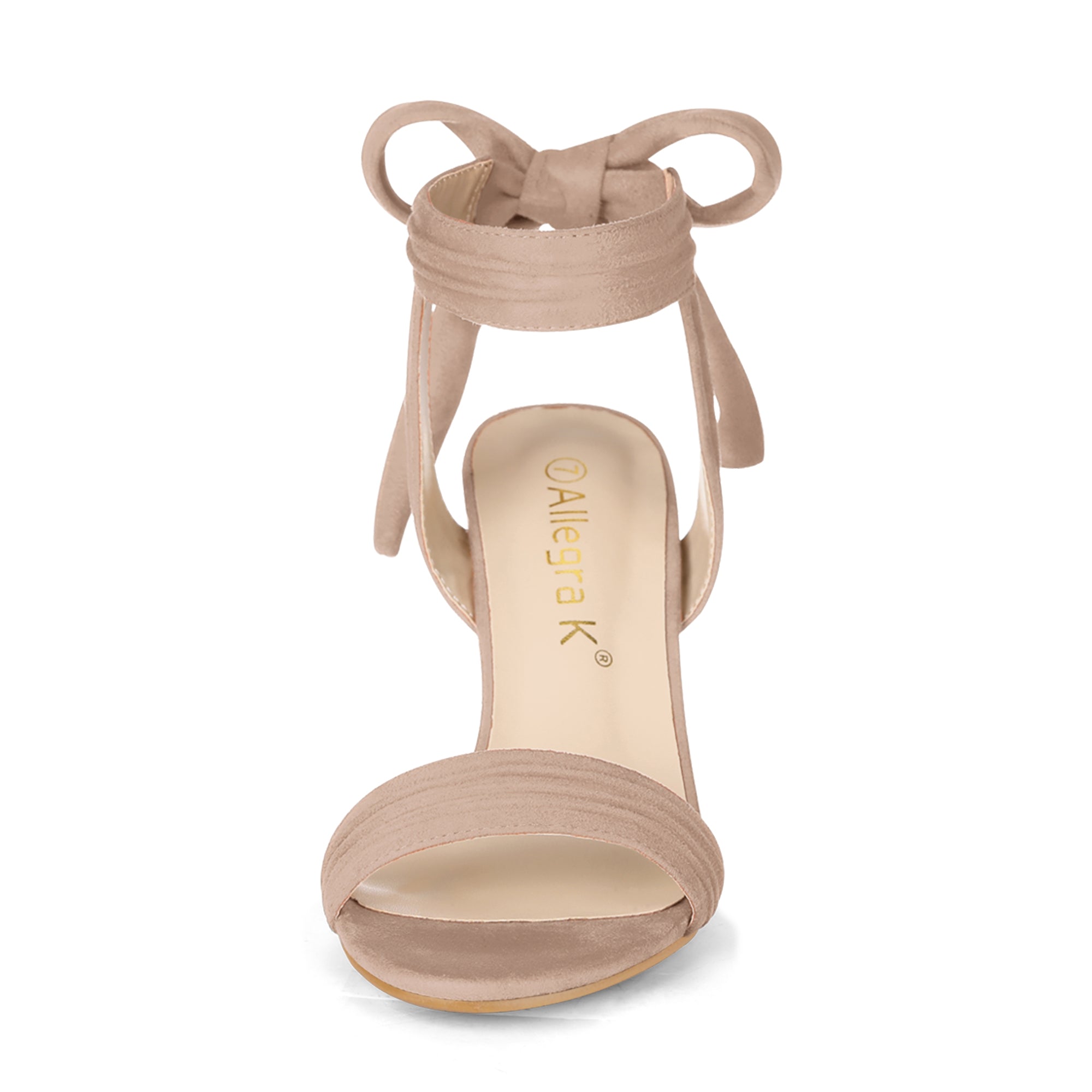 Faux Suede Open Toe Ankle Tie Back Chunky Heel Sandals