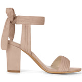 Faux Suede Open Toe Ankle Tie Back Chunky Heel Sandals