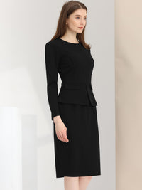 Elegancka Sukienka Ołówkowa z Baskinką | Sukienka Biuro–Elegancja