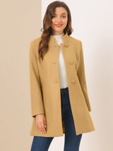 Płaszcz Damski Zimowy z Kołnierzem Stójką o Długim Kroju | Elegancki Płaszcz