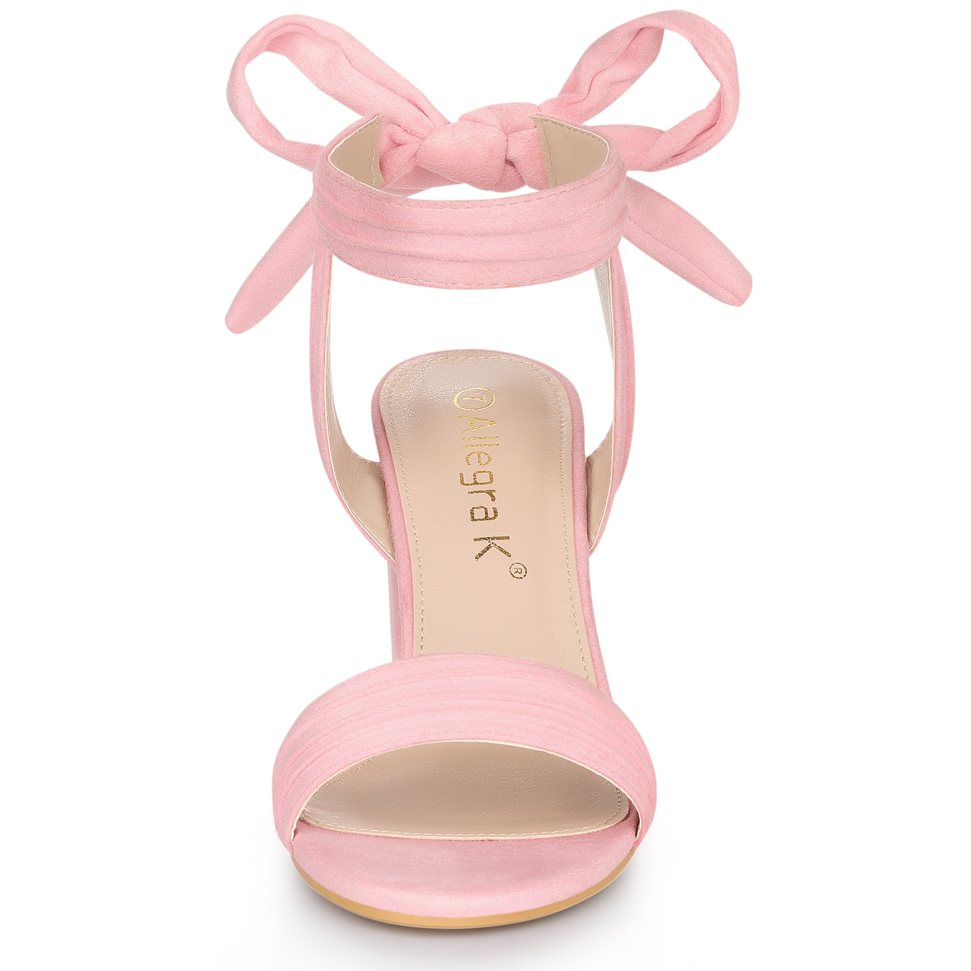 Faux Suede Open Toe Ankle Tie Back Chunky Heel Sandals