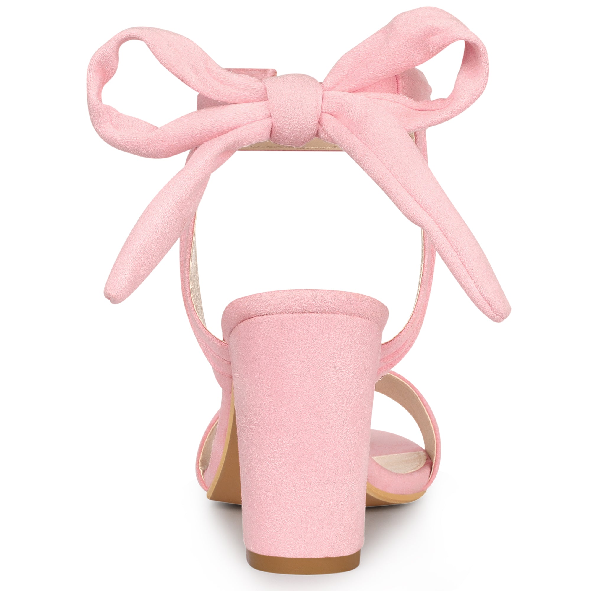 Faux Suede Open Toe Ankle Tie Back Chunky Heel Sandals