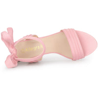 Faux Suede Open Toe Ankle Tie Back Chunky Heel Sandals