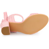 Faux Suede Open Toe Ankle Tie Back Chunky Heel Sandals