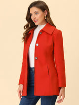 Płaszcz Damski Zimowy w Kroju A-Line z Kołnierzem | Elegancki Płaszcz