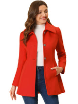 Płaszcz Damski Zimowy w Kroju A-Line z Kołnierzem | Elegancki Płaszcz