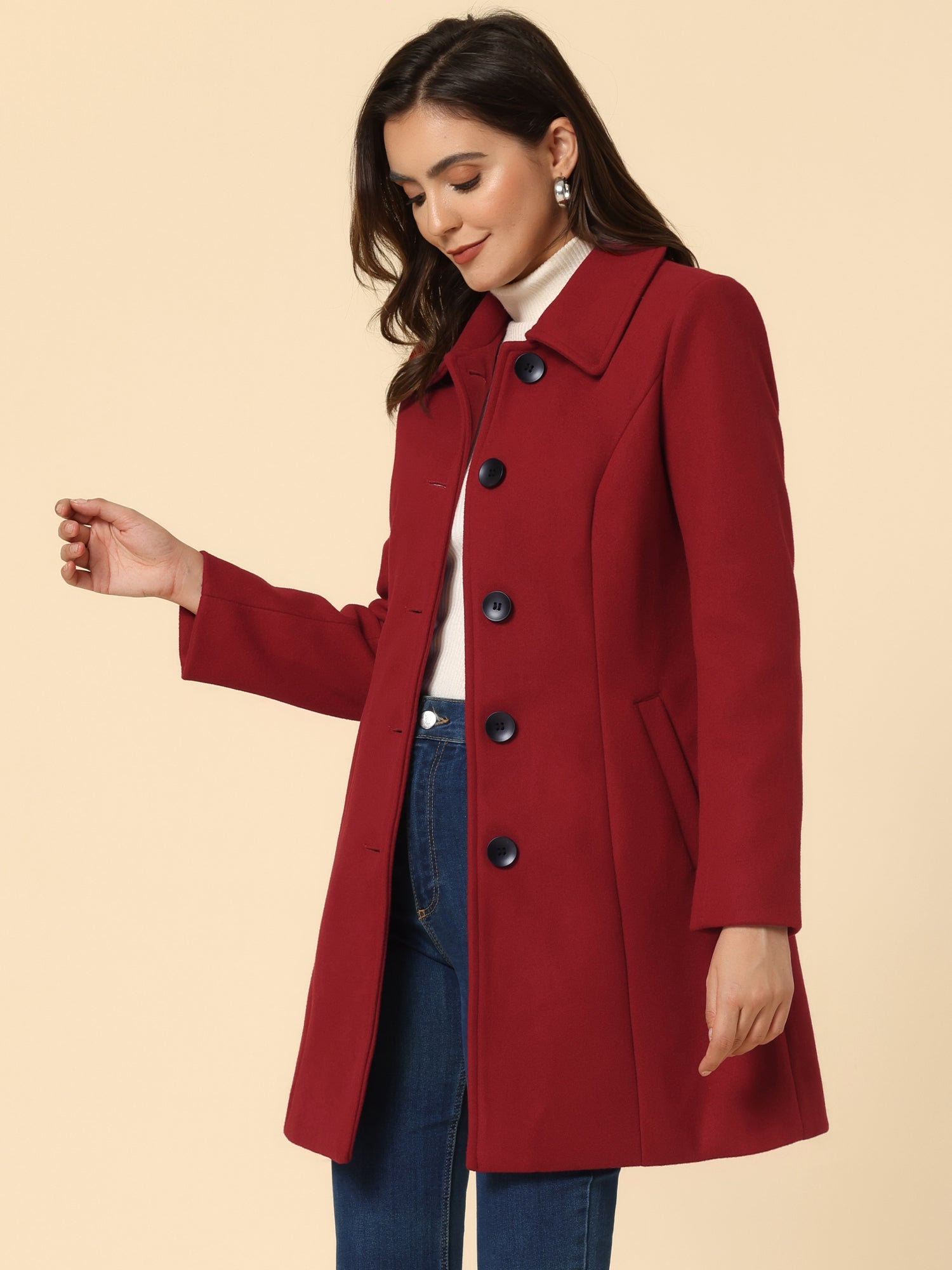 Damski Płaszcz Jednorzędowy o Długim Kroju | Elegancki Płaszcz Damski