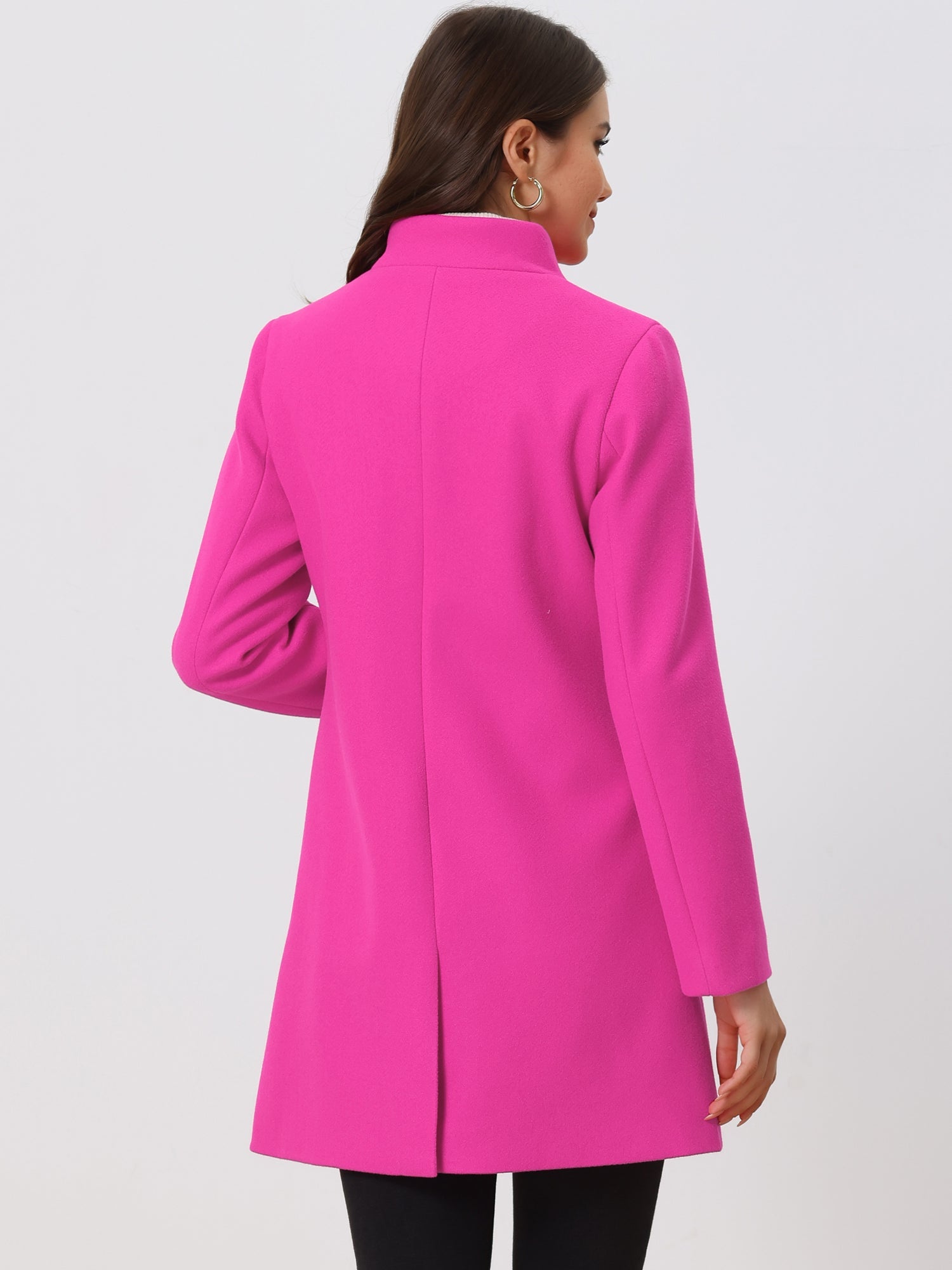 Płaszcz Damski Zimowy z Kołnierzem Stójką o Długim Kroju | Elegancki Płaszcz