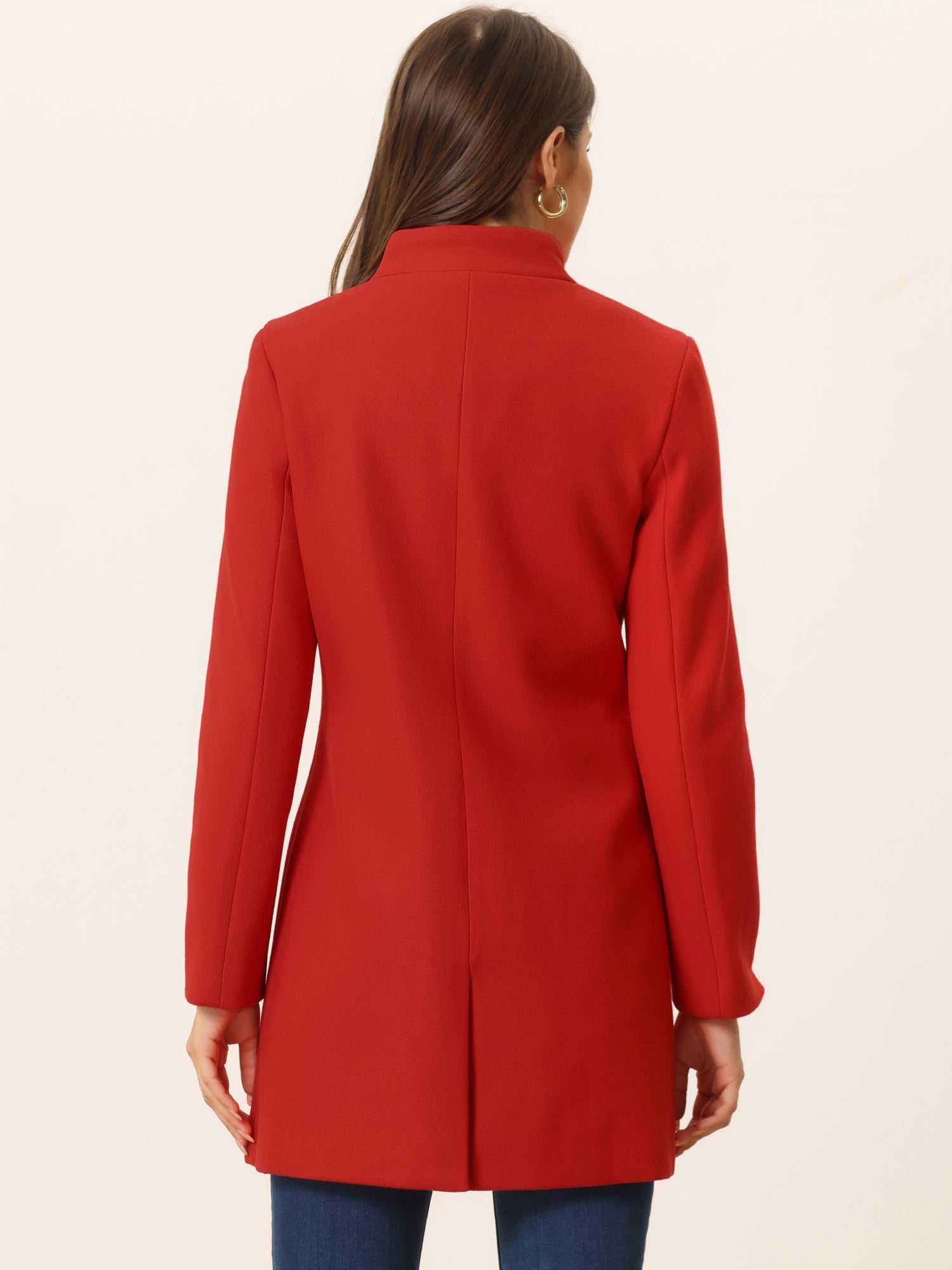 Płaszcz Damski Zimowy z Kołnierzem Stójką o Długim Kroju | Elegancki Płaszcz