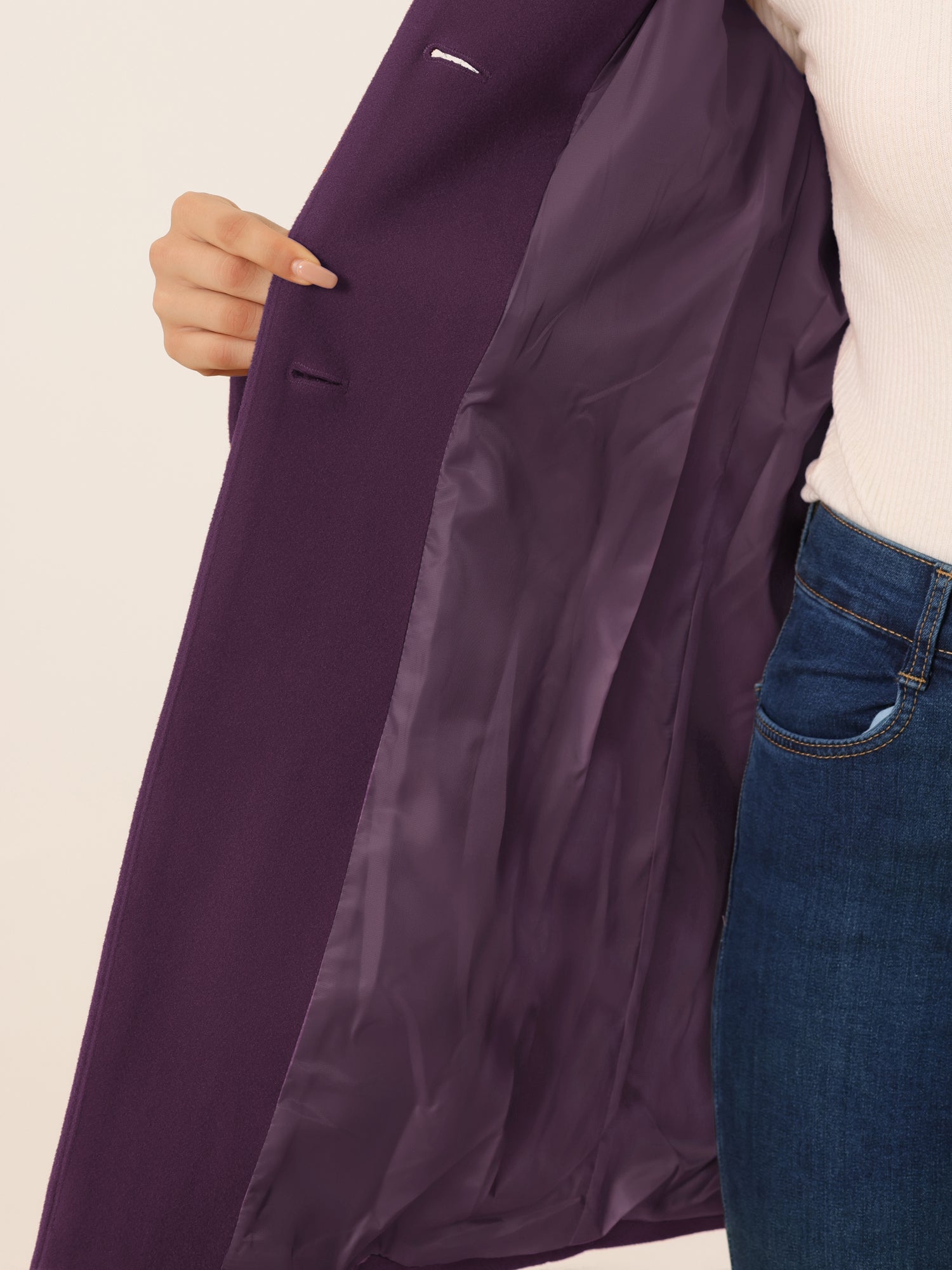 Płaszcz Damski Zimowy z Kołnierzem Stójką o Długim Kroju | Elegancki Płaszcz