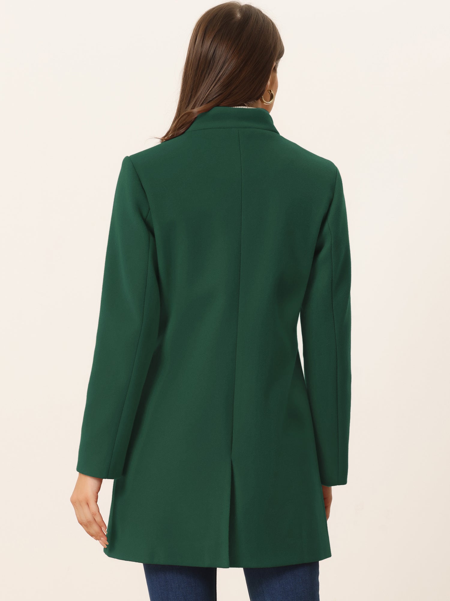 Płaszcz Damski Zimowy z Kołnierzem Stójką o Długim Kroju | Elegancki Płaszcz