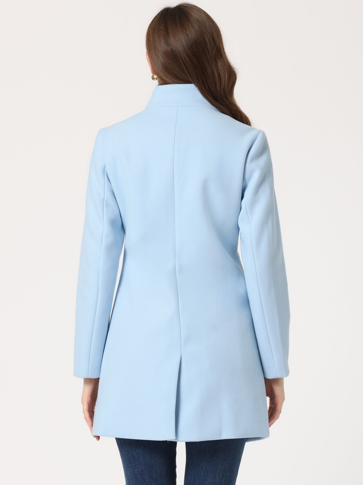 Płaszcz Damski Zimowy z Kołnierzem Stójką o Długim Kroju | Elegancki Płaszcz