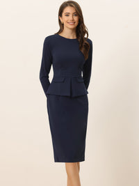 Elegancka Sukienka Ołówkowa z Baskinką | Sukienka Biuro–Elegancja