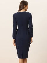 Elegancka Sukienka Ołówkowa z Baskinką | Sukienka Biuro–Elegancja