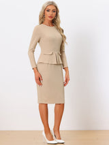 Elegancka Sukienka Ołówkowa z Baskinką | Sukienka Biuro–Elegancja