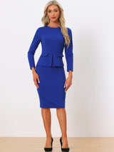 Elegancka Sukienka Ołówkowa z Baskinką | Sukienka Biuro–Elegancja