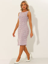 Elegancka Damska Sukienka Midi w Kratę | Bez Rękawów z Fiszbinką