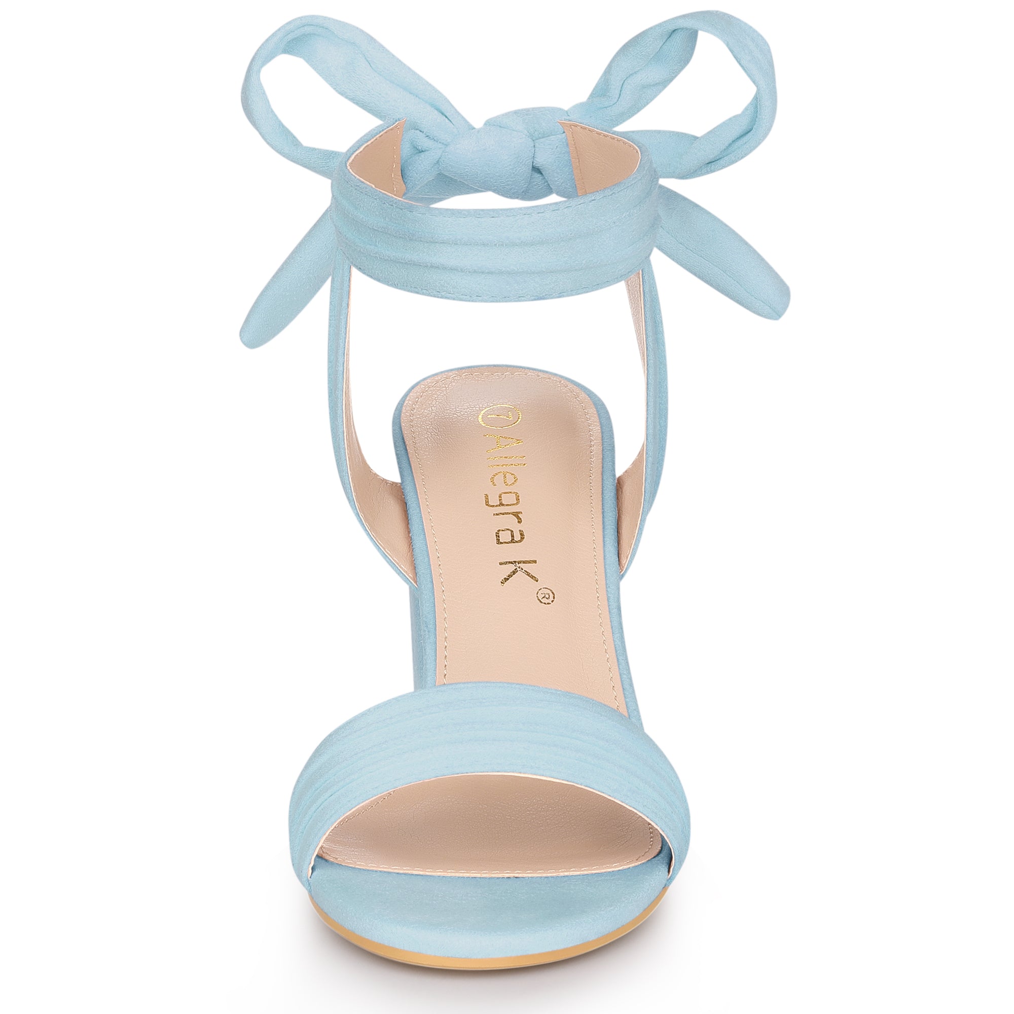 Faux Suede Open Toe Ankle Tie Back Chunky Heel Sandals