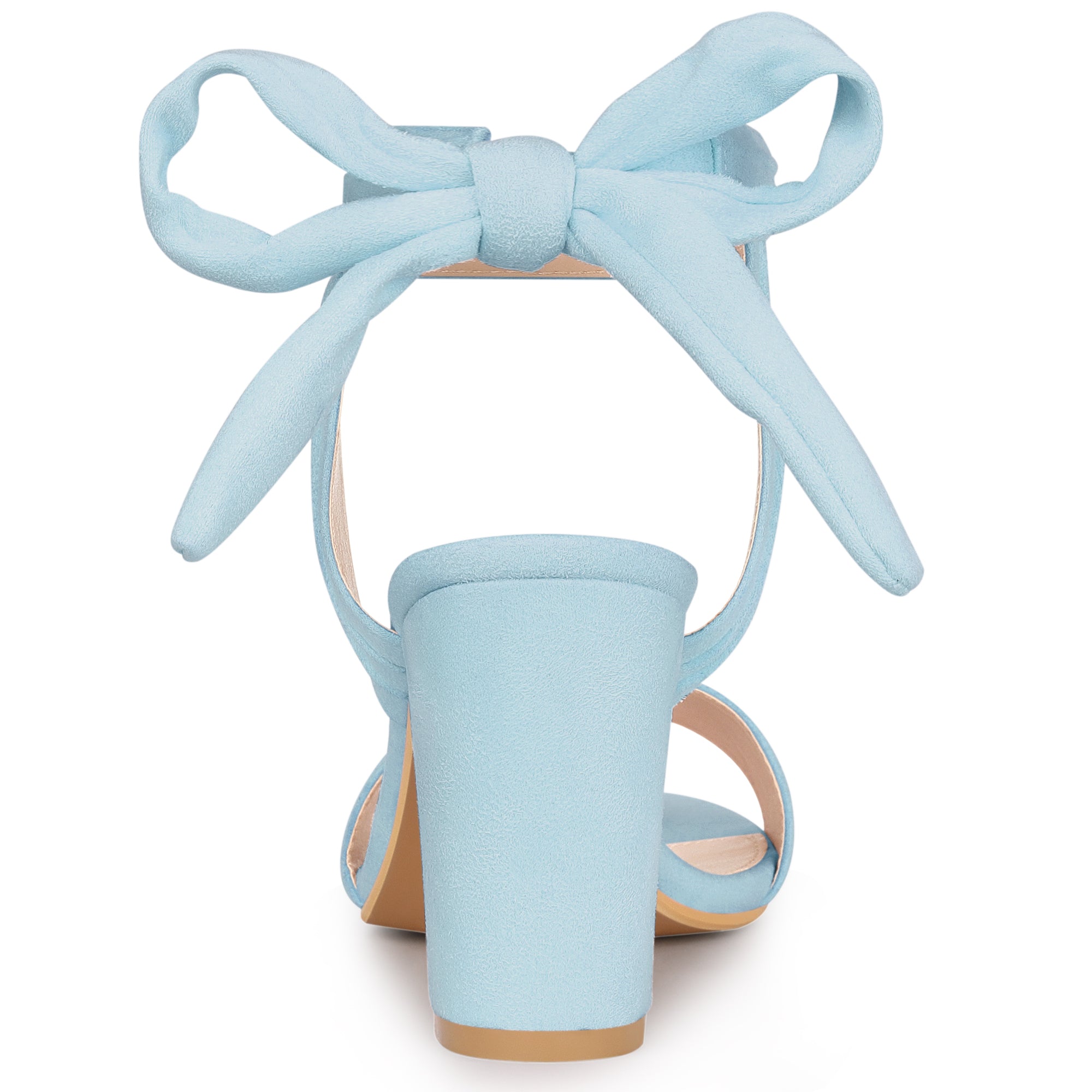 Faux Suede Open Toe Ankle Tie Back Chunky Heel Sandals