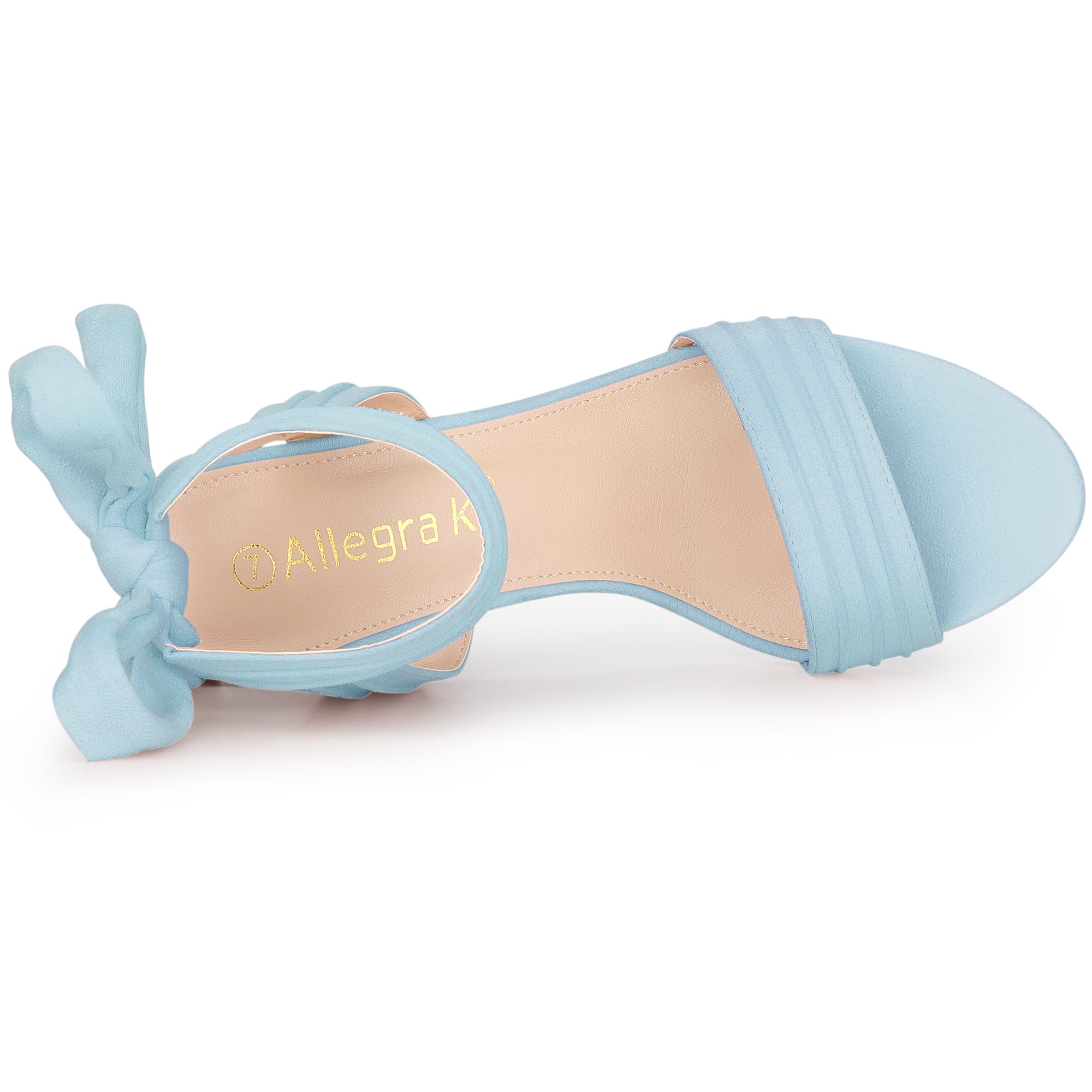 Faux Suede Open Toe Ankle Tie Back Chunky Heel Sandals